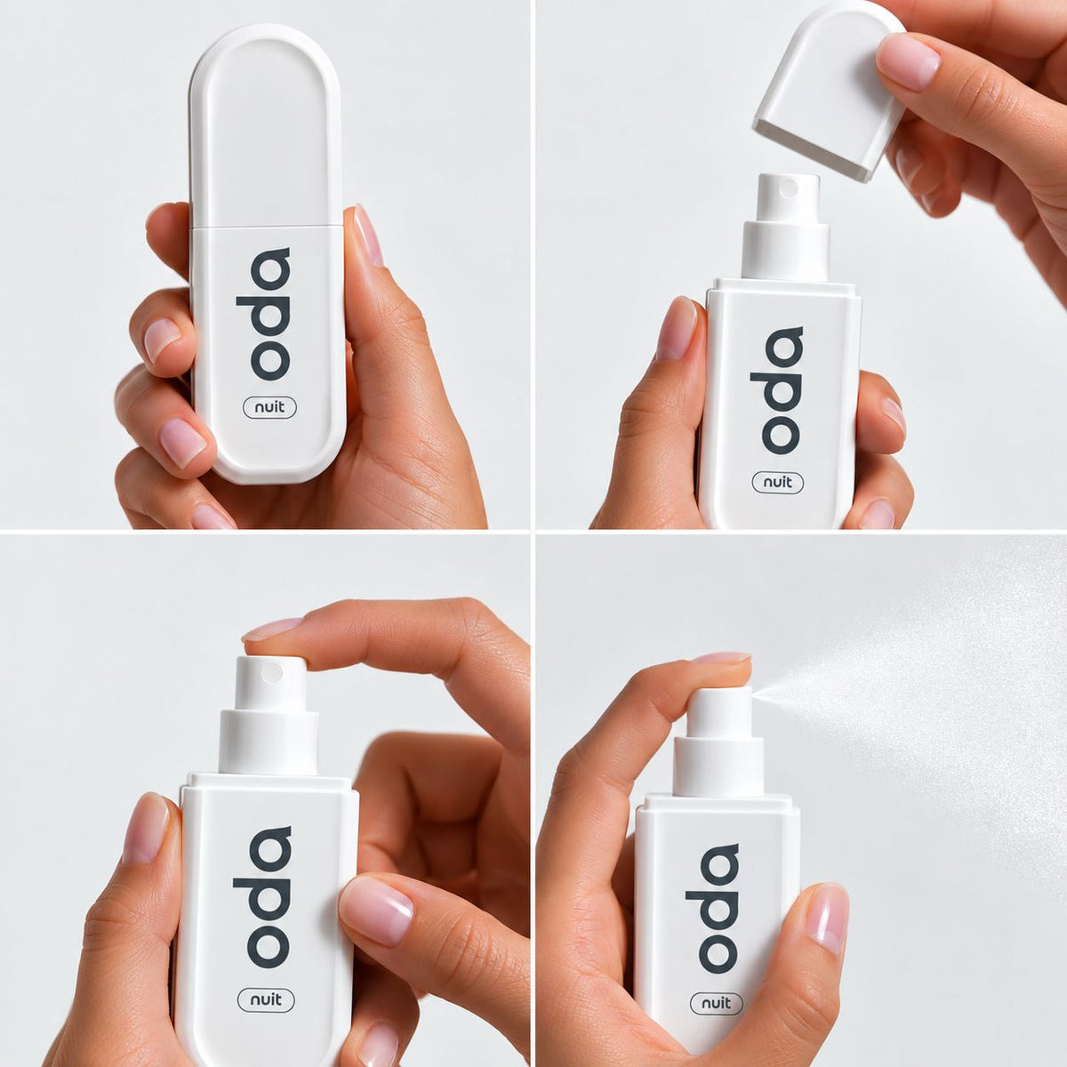 Utilisation de la brume ODA NUIT en trois gestes